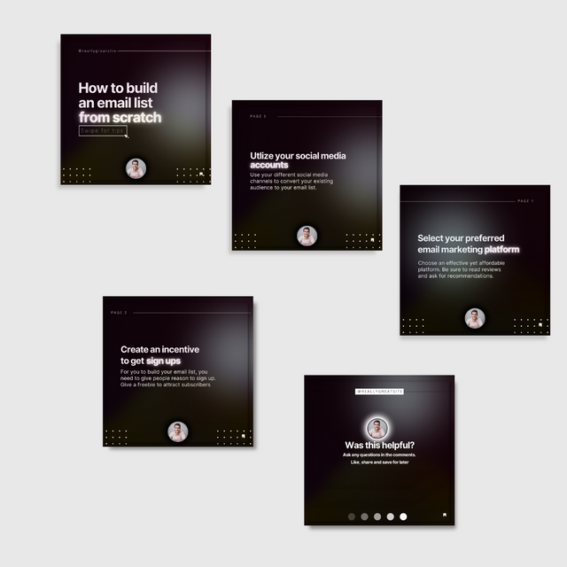 Black Canva Post/Carousel Templates - Social Media