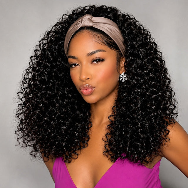 Ishowbeauty Glueless Wigs Burmese Curly Human Hair Wigs Headband Wigs Protective Hairstyle