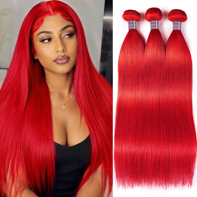 Ishow Hair Red Color Human Hair Bundles Brazilian Hair Straight Hair Human Hair Weave