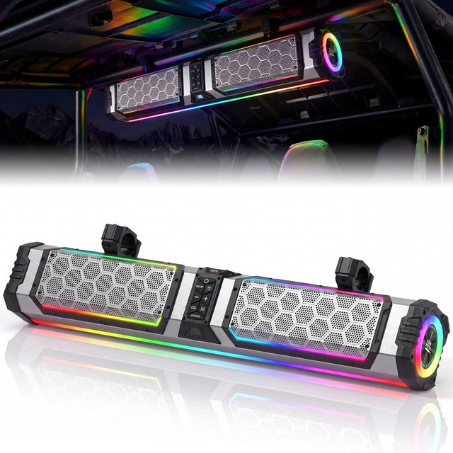 KEMIMOTO Midnight S80 Gen2 UTV Soundbar For Can am Polaris 680W Max Power, IP66 Waterproof & Quad Passive Radiators