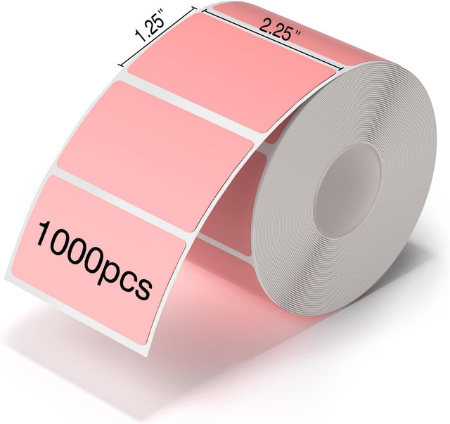JADENS 2.25"x1.25" Self-Adhesive Barcode Thermal  Sticker Roll Label 1000 Labels Pink