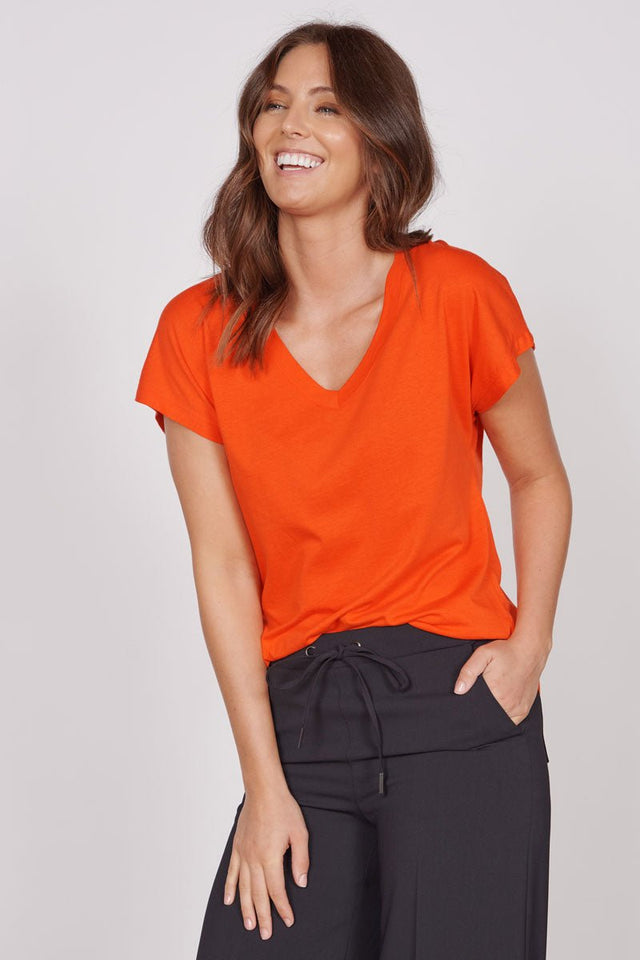 Phoebe Red Sleeveless V Neck Top
