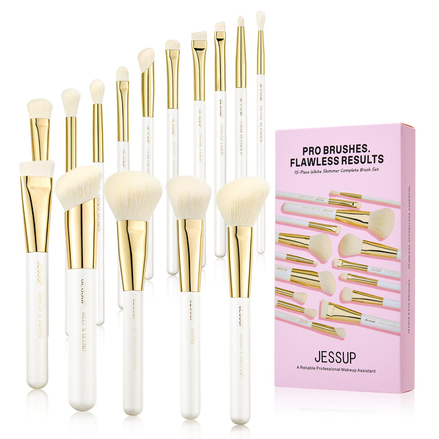 (Newest) White Shimmer Makeup Brush Collection