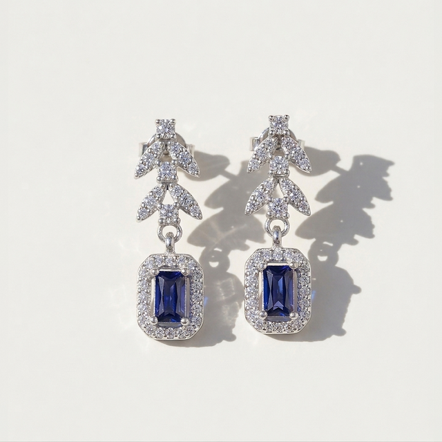 Statement Drop Earrings with Gemstone Halo