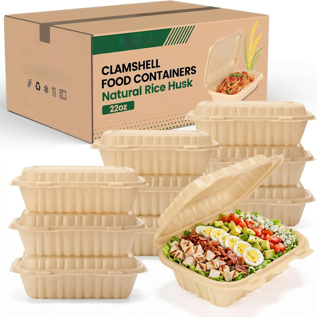 300 Pack 22OZ Cornstarch Clamshell Meal Prep Containers Wholesale