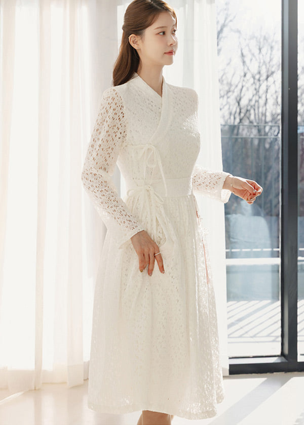 Lumi Pearl Veil Modern Hanbok Dress