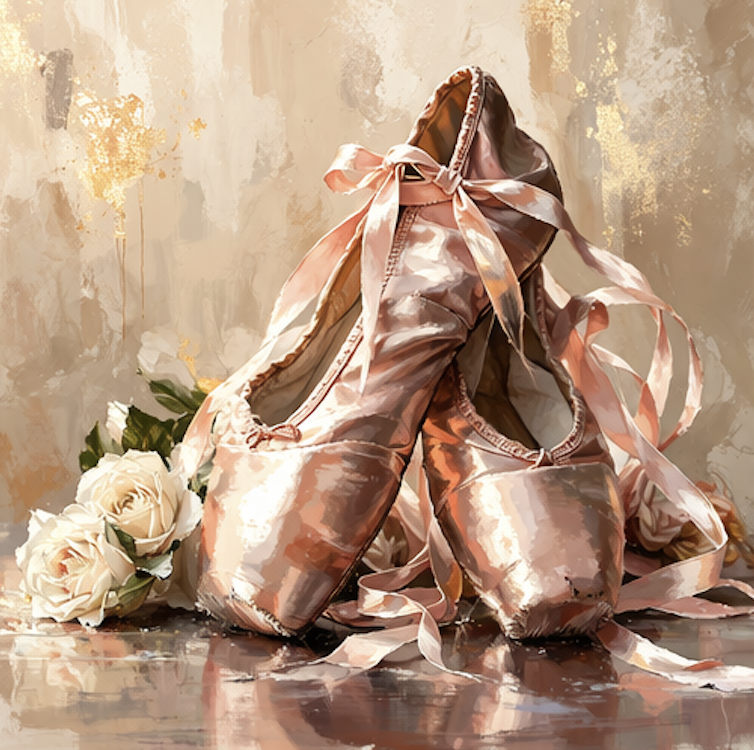 Ballet Pointe Shoes with Roses - Paint By Number Kit