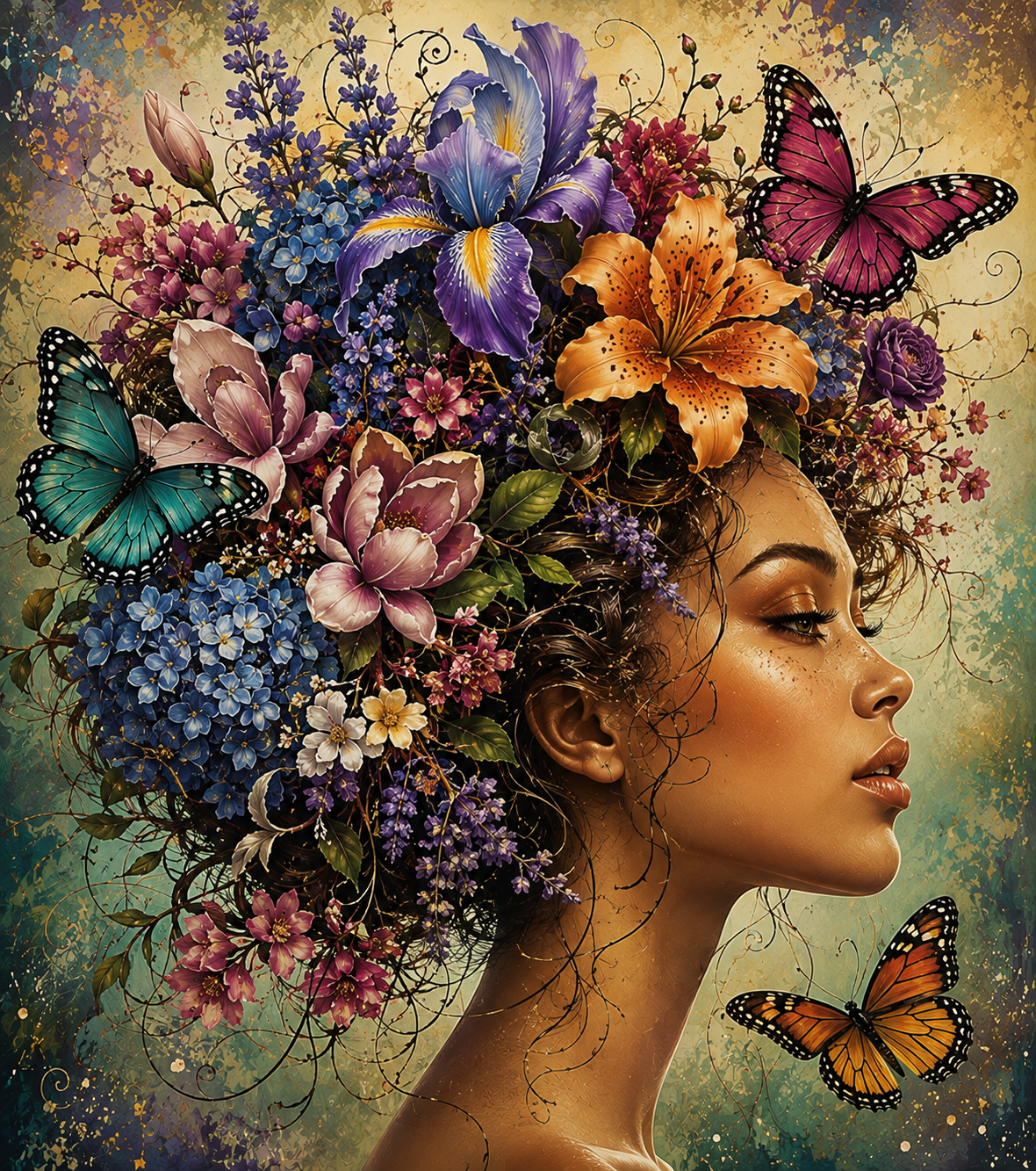 Butterfly Flower Crown Woman - Paint By Number Kit