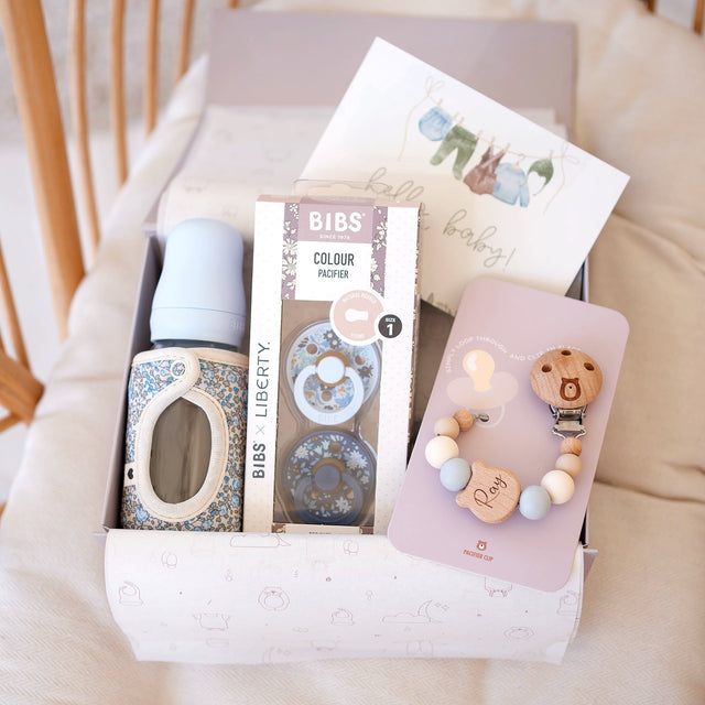JBØRN x BIBS Liberty Collection Set | Baby Glass Bottle, Matching Pacifiers & Clip