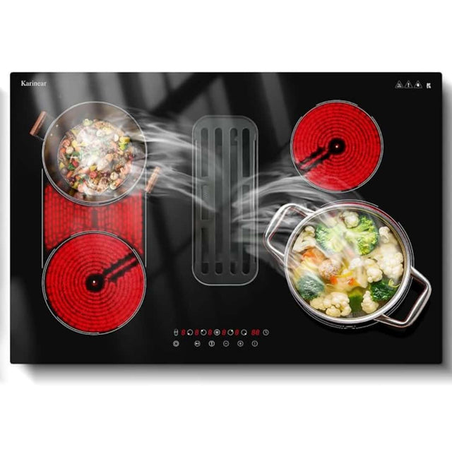 Karinear 36 inch 5 Burner Electric Cooktop 9200W with Knob & Touch Control
