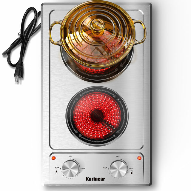 Karinear 12 Inch 2 Burner Built-in LPG/NG Tempered Glass Gas Cooktop
