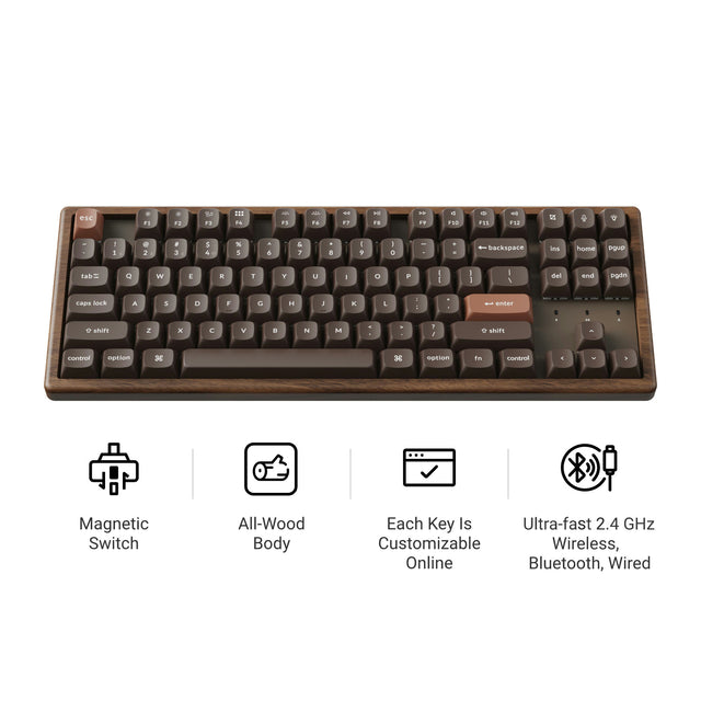 Keychron K8 HE Wireless Magnetic Switch Custom Keyboard - All-Wood Special Edition