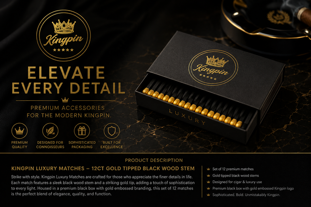 Kingpin Luxury Matches — Gold-Tipped Collection