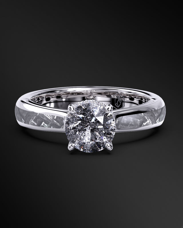 Nova Radiance - Engagement Ring for Women | Muonionalusta Meteorite Inlay | Galaxy Diamond Ring