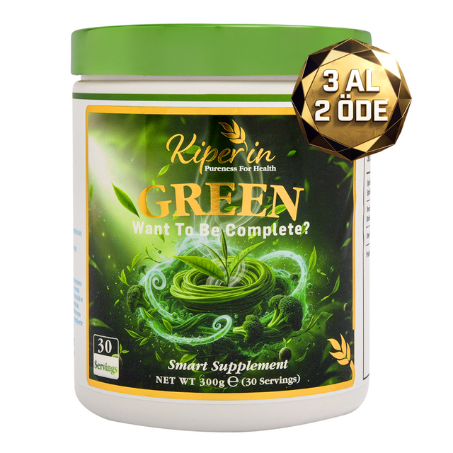 Kiperin Green | Spirulina, Yeşil Çay, Brokoli Ekstresi, Prebiyotik (İnülin) | 30 Günlük