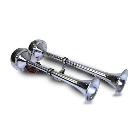 MARINE-ONE: Chrome-Plated Stainless Steel Self-Contained Dual 12-Volt Horns