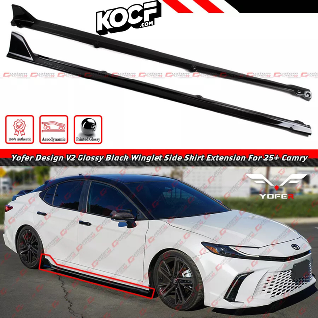 Yofer Design V2 Gloss Black Winglet Side Skirt Extension Compatible With 9th Gen 2025-Present Toyota Camry All Models