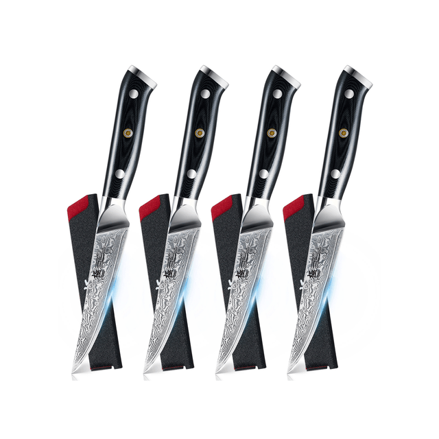 4.5" Non-Serrated Steak Knife Set VG10 Steel Silver-ion Coating 4-Piece | Gin Series