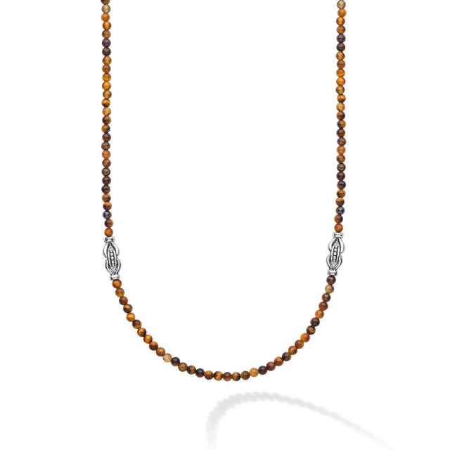 Signature Caviar Tiger Eye & Sterling Silver Station Necklace