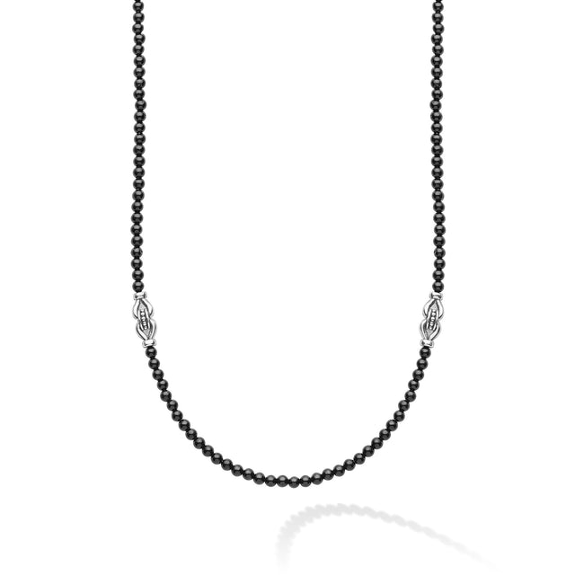 Signature Caviar Black Agate & Sterling Silver Station Necklace