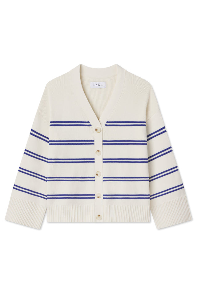 Nora Cardigan in Ivory Caspian Stripe