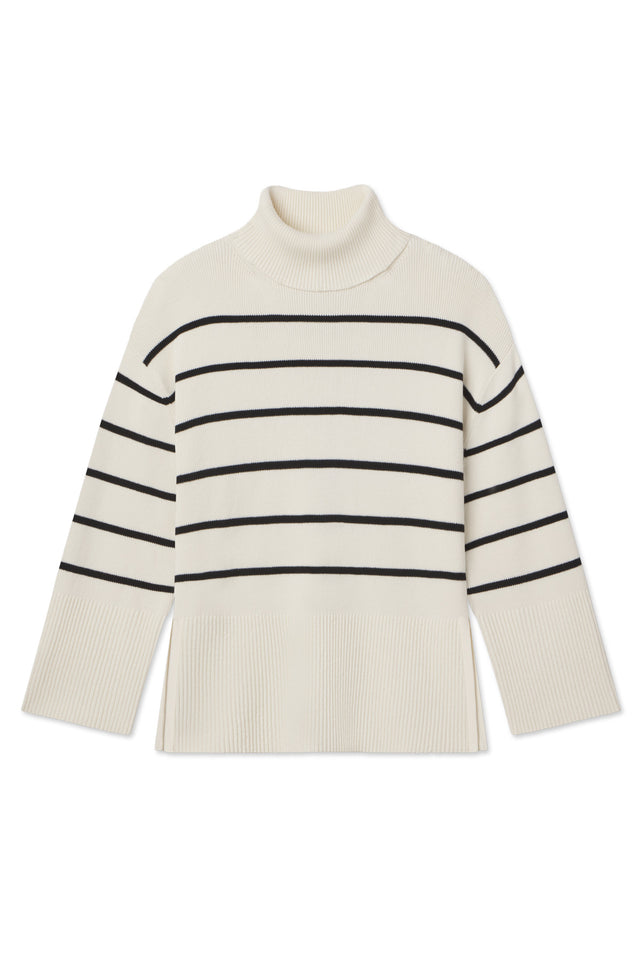 Madeline Sweater in Ivory Black Stripe