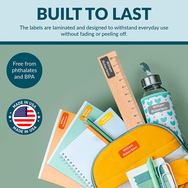 Waterproof School Supply Stickers - Personalized for Kids