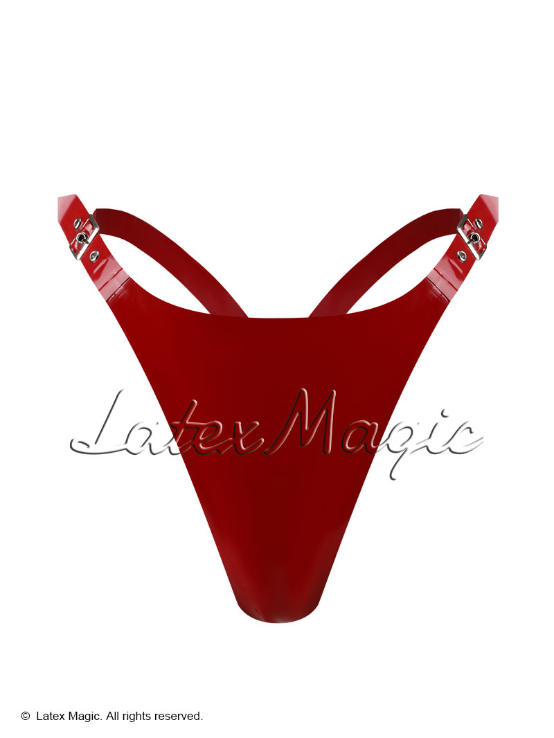 Burgundy latex bondage thong