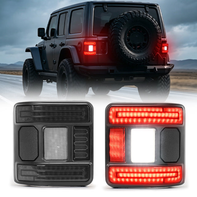 Flush Mount LED Tail Lights with Startup Welcome for 2018–2026 Jeep Wrangler JL