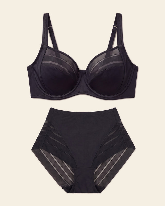ContourFit Bra & Stripe Undetectable Panty in Black