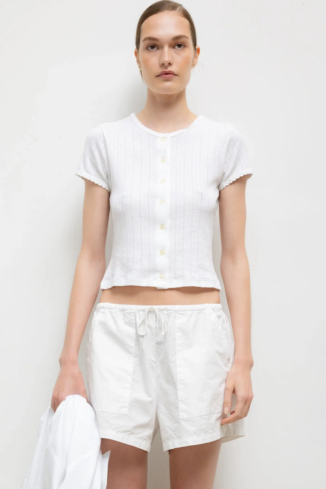 Pointelle Short Sleeve Cardigan