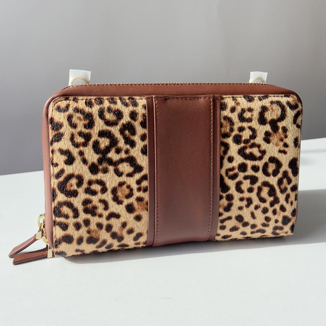 Leopard Convertible Clutch - Brown - Final Clearance