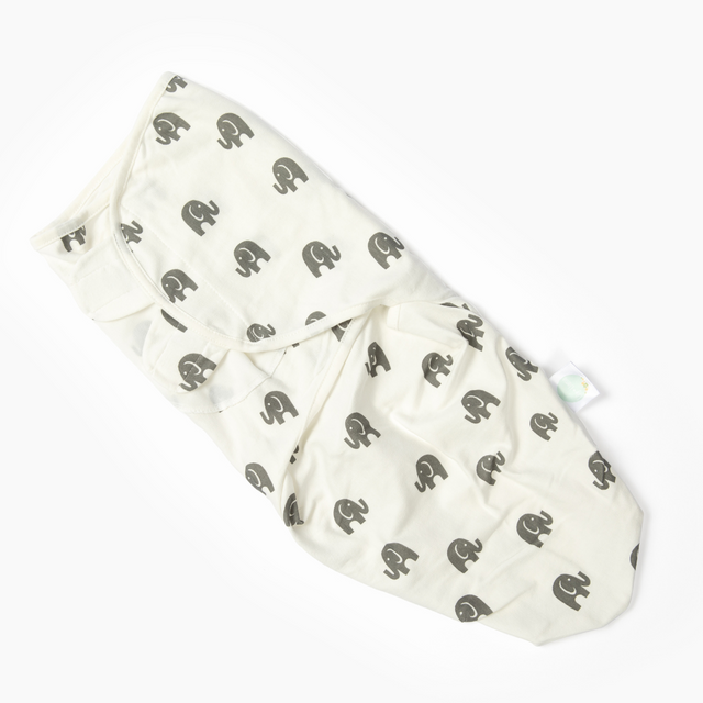 Newborn Baby Velcro Swaddle - Elephant Print