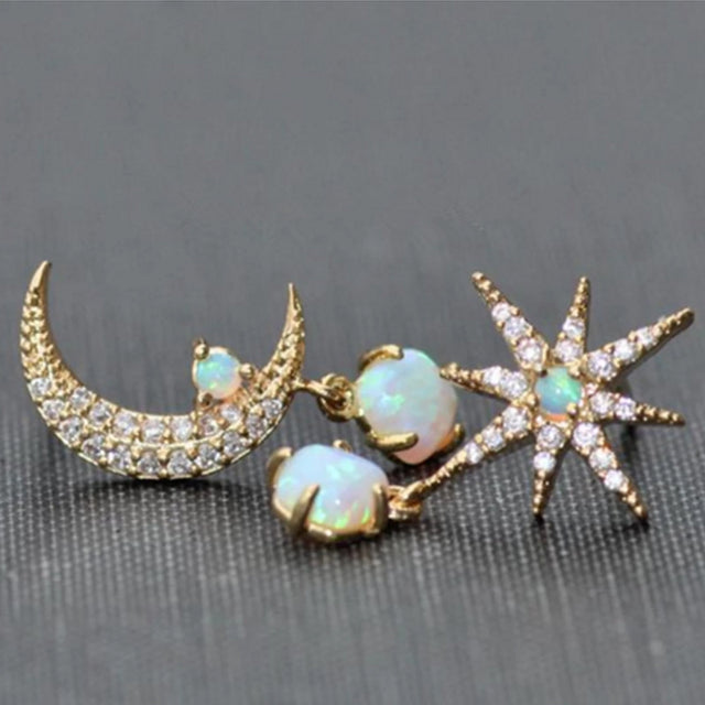 Star White Fire Opal Drop Earrings