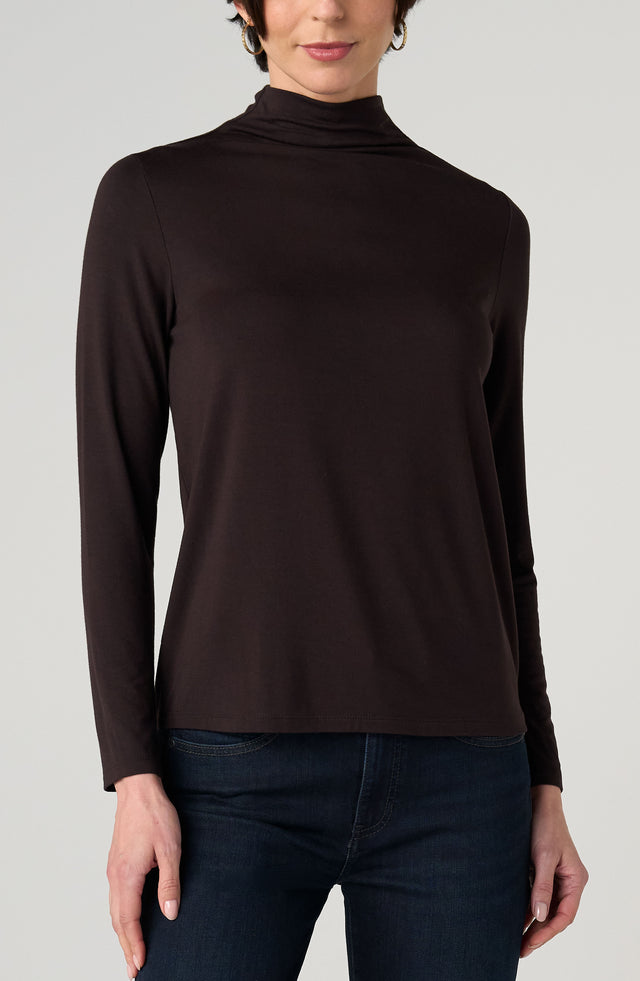 MOCK NECK LONG SLEEVE KNIT TOP