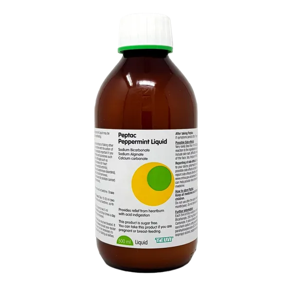 Peptac Liquid Peppermint 500ml | Fast Relief for Heartburn & Indigestion
