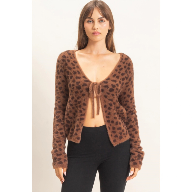 Leona Leopard Tie Front Top
