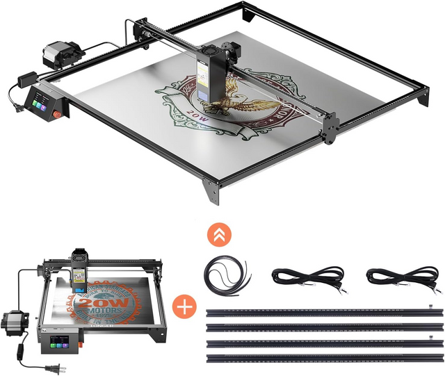 Longer New RAY5 20W Laser Engraver with Air Pump，X Y-Axis Extension Kit,Expanded Working Area to 33.46" × 32.09"，24000mm/min High-Speed, DIY Engraveing Tool for