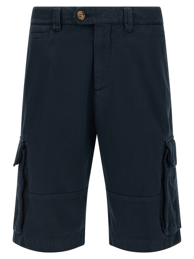 Brunello Cucinelli Blue Cotton Bermuda Men's Shorts