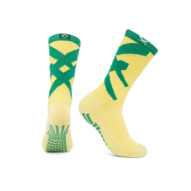 Junior Soccer Grip Socks – Calf – Team Brazil