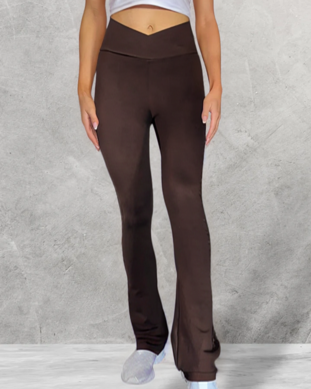 LUXEIT DIAMOND™ GANACHE BROWN BOOTCUT HIGH-WAISTED LEGGINGS