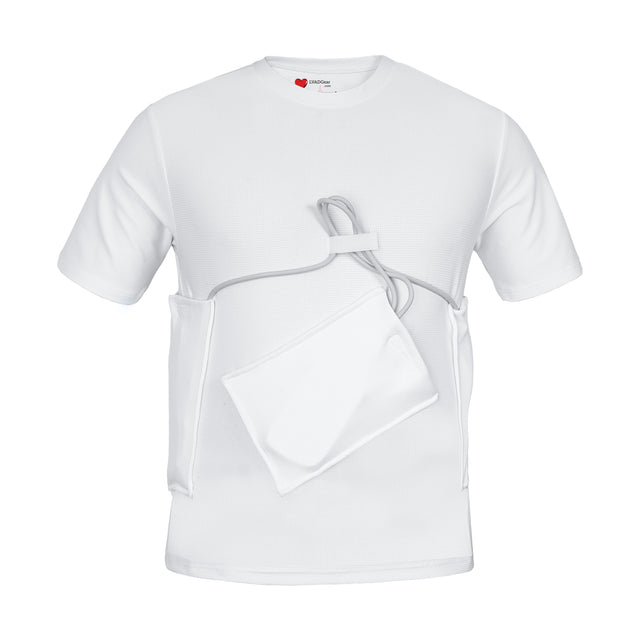 LVAD HeartMate Men’s Shirt with Left & Right Slanted Controller Pocket – White