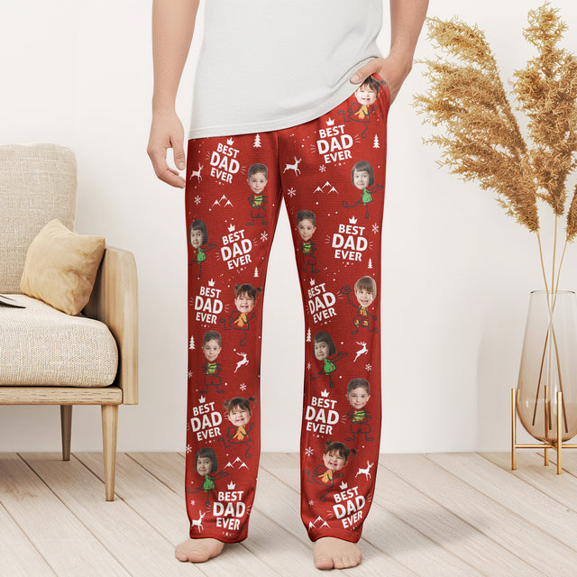 Best Dad Ever Custom Photo Christmas Gifts For Men, Husband, Dad - Personalized Lounge Pants