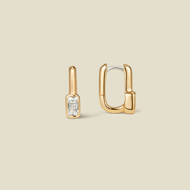 Ember Baguette Drop Hoop Earring