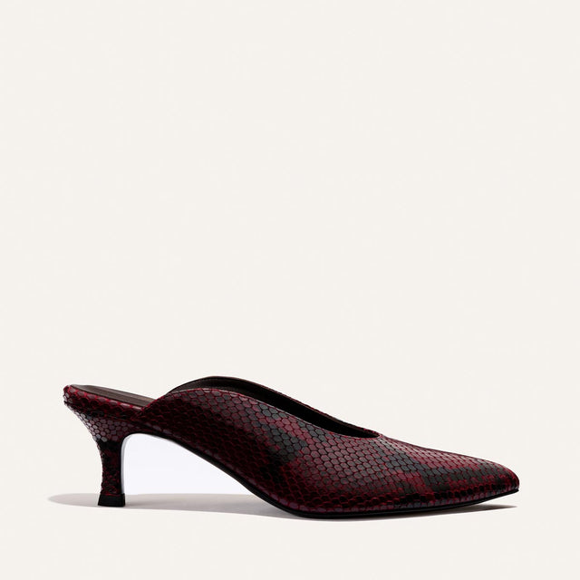 Alison Roman x Margaux: The Parlor Mule - Burgundy Python Embossed