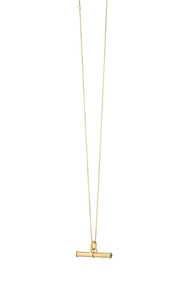 Green Agate Tube Toggle Necklace