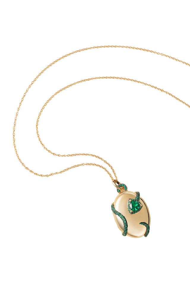 Emerald Snake Locket Necklace