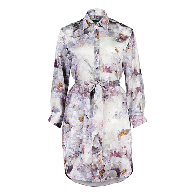 Carte Blanche Purple Fluorite Silk Shirt Dress
