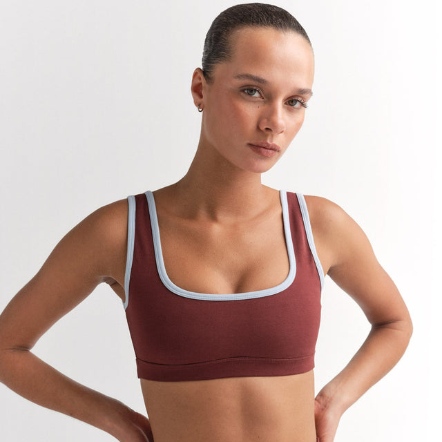 Organic Stretch Contrast Square Neck Sports Bra