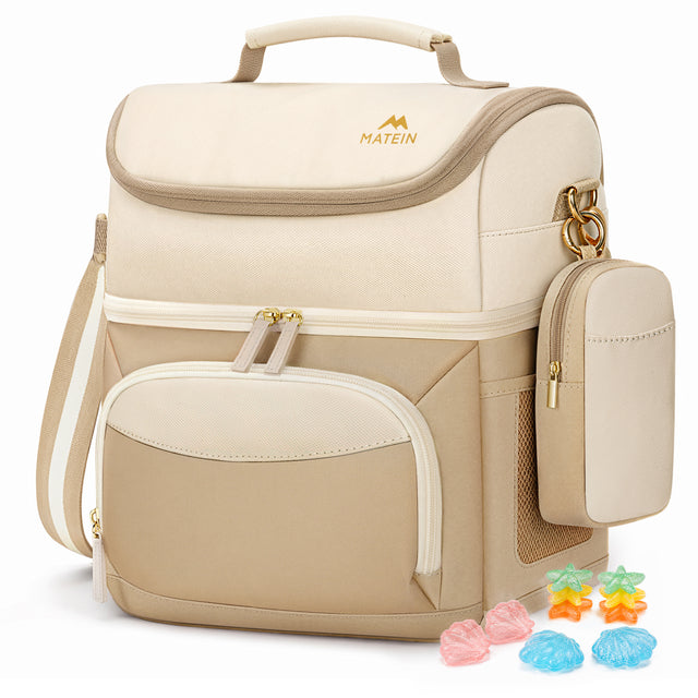 MATEIN HER Double Decker Lunch Bag with Ice Pack, Large Insulated Lunchbox